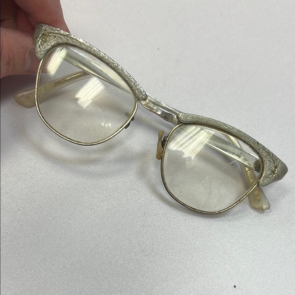 1950s Authentic Vtg Aluminum Cat Eye Glasses